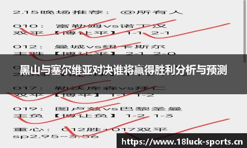 黑山与塞尔维亚对决谁将赢得胜利分析与预测