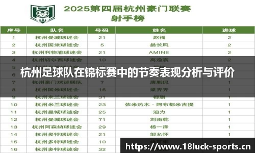 杭州足球队在锦标赛中的节奏表现分析与评价